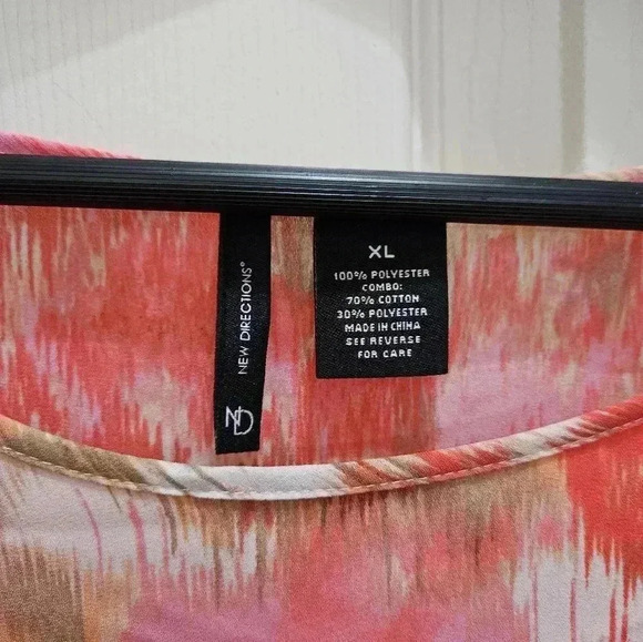 New Directions Peach Floral Crochet Sleeves Sz XL - Picture 2 of 7